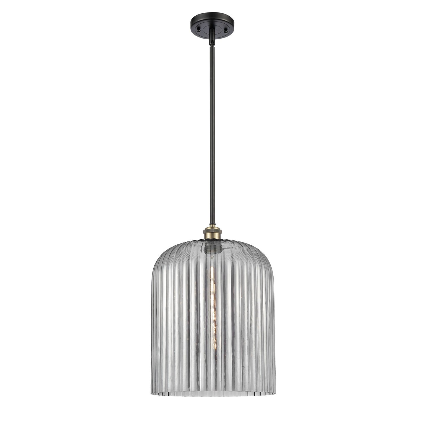 Innovations Bridal Veil 5in 1-Light Mini Pendant | Art Nouveau Black Antique Brass and Light Smoke Glass | Kitchen | Model 516-1S-BAB-G559-12SM