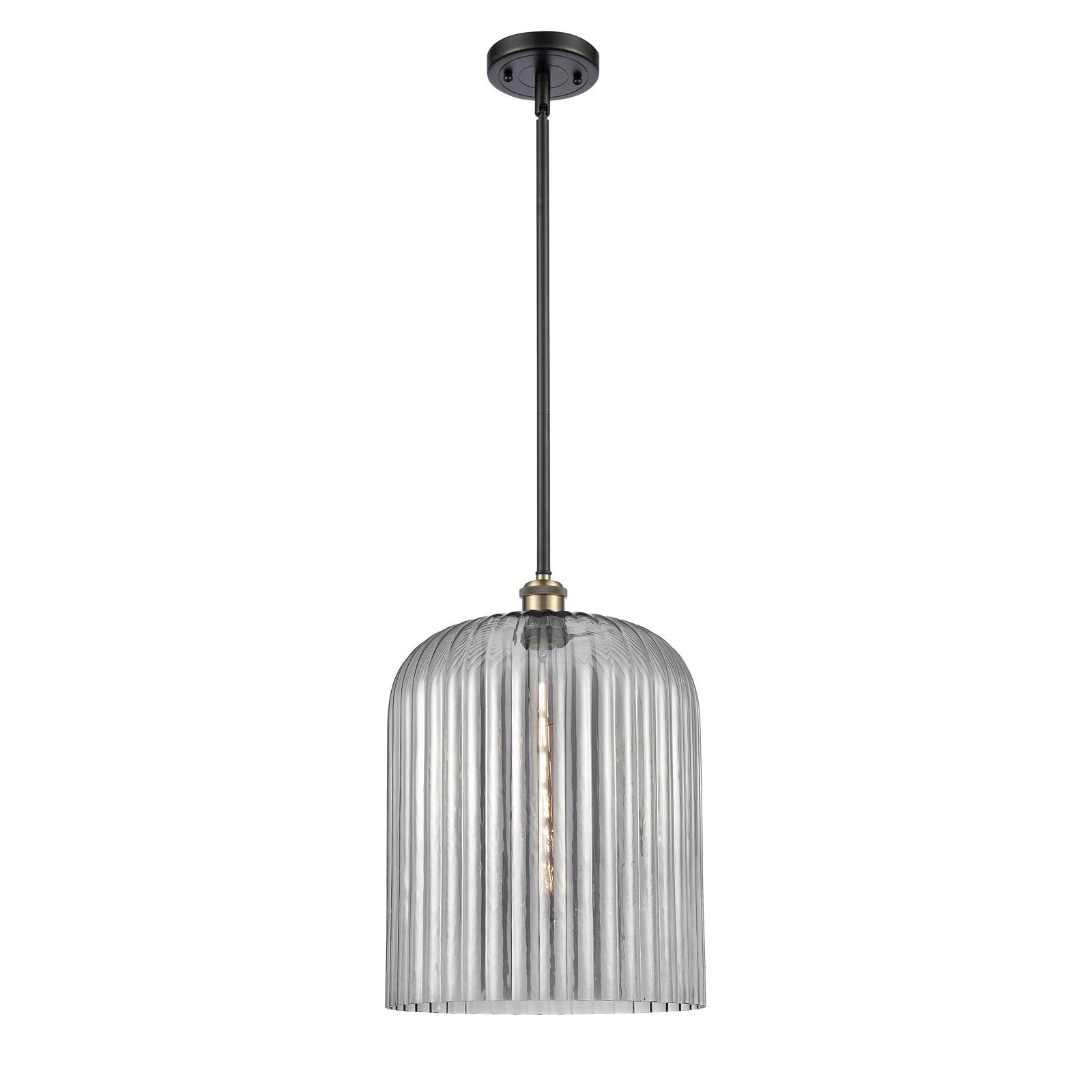Innovations Bridal Veil 5in 1-Light Mini Pendant | Art Nouveau Black Antique Brass and Light Smoke Glass | Kitchen | Model 516-1S-BAB-G559-12SM