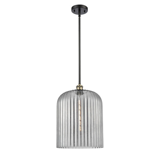 Innovations Bridal Veil 5in 1-Light Mini Pendant | Art Nouveau Black Antique Brass and Light Smoke Glass | Kitchen | Model 516-1S-BAB-G559-12SM