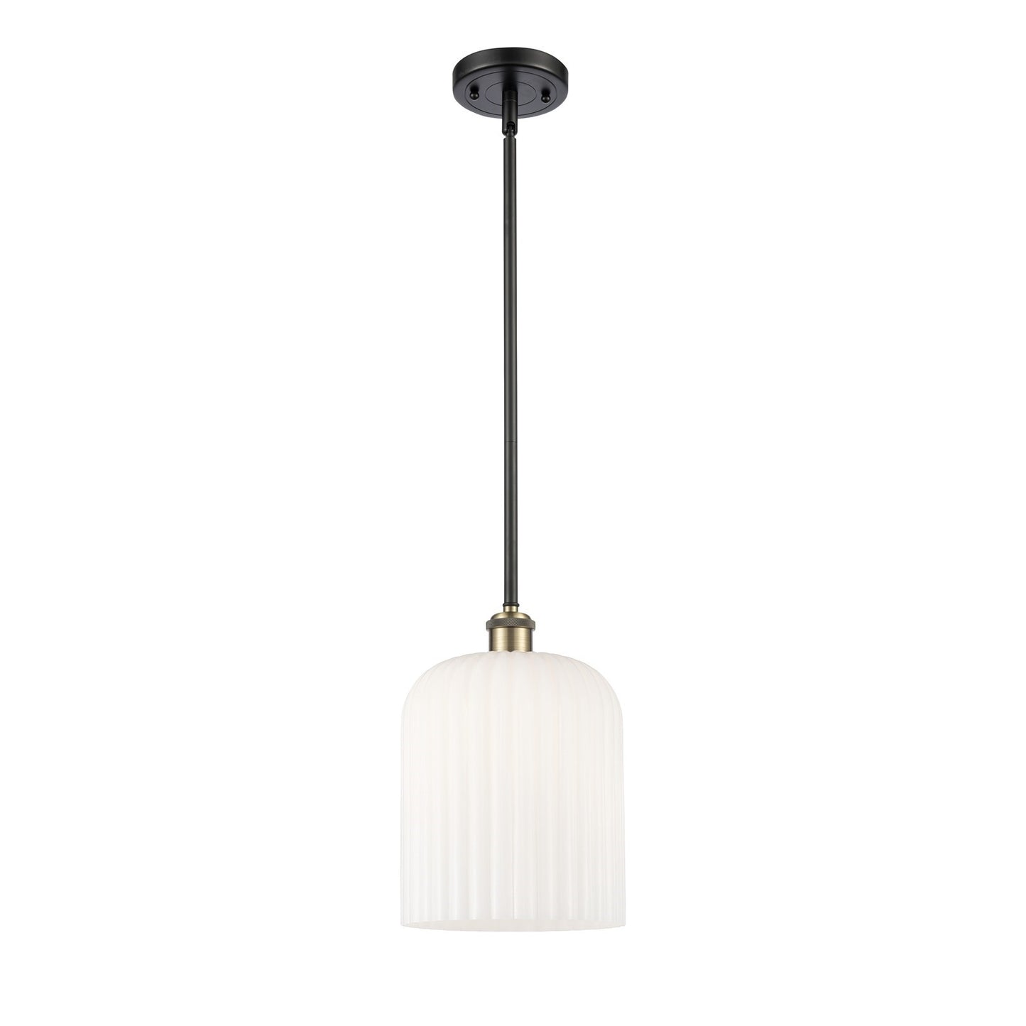 Innovations Bridal Veil 5in 1-Light Mini Pendant | Art Nouveau Black Antique Brass and Gloss White Glass | Kitchen | Model 516-1S-BAB-G559-8GWH