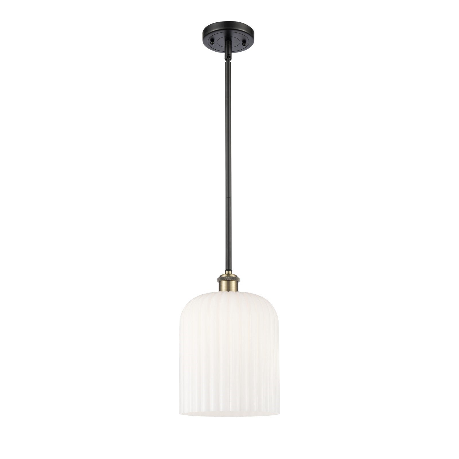 Innovations Bridal Veil 5in 1-Light Mini Pendant | Art Nouveau Black Antique Brass and Gloss White Glass | Kitchen | Model 516-1S-BAB-G559-8GWH