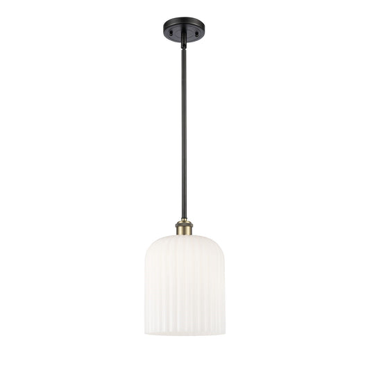 Innovations Bridal Veil 5in 1-Light Mini Pendant | Art Nouveau Black Antique Brass and Gloss White Glass | Kitchen | Model 516-1S-BAB-G559-8GWH