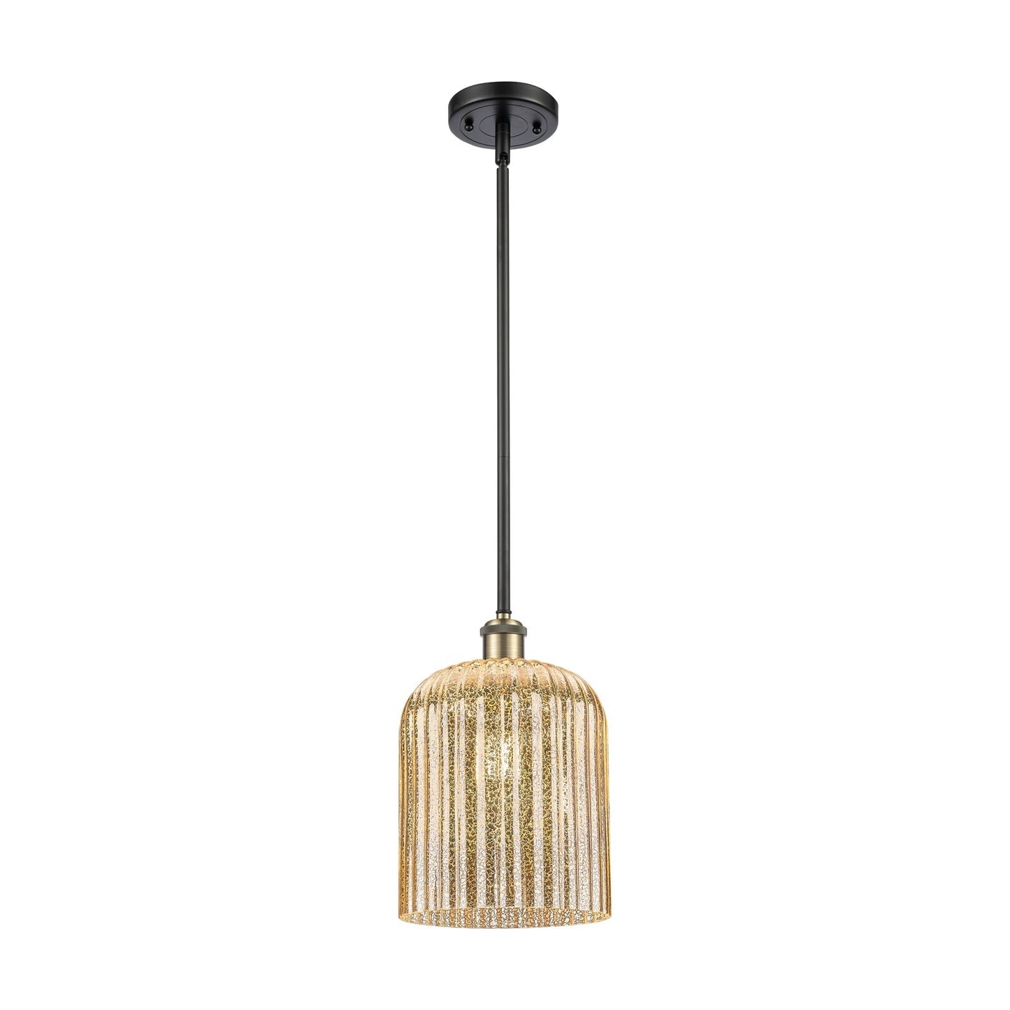 Innovations Bridal Veil 5in 1-Light Mini Pendant | Art Nouveau Black Antique Brass and Mercury Glass | Kitchen Island | Model 516-1S-BAB-G559-8ME