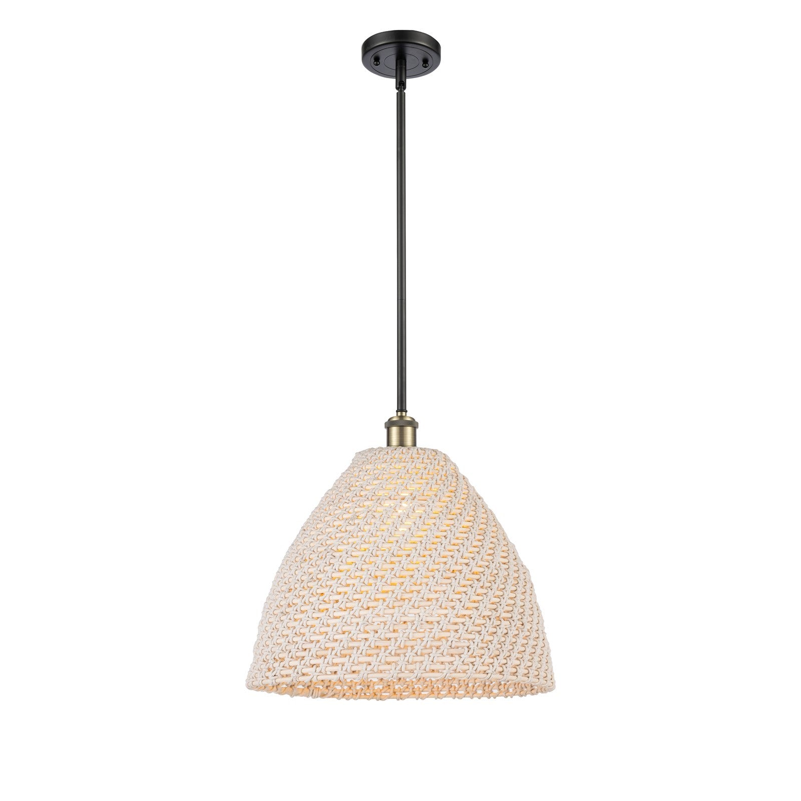Innovations Bristol Natural 16in 1-Light Mini Pendant | Farmhouse Black Antique Brass and Natural Fiber | Kitchen | Model 516-1S-BAB-NBD-16-NAT