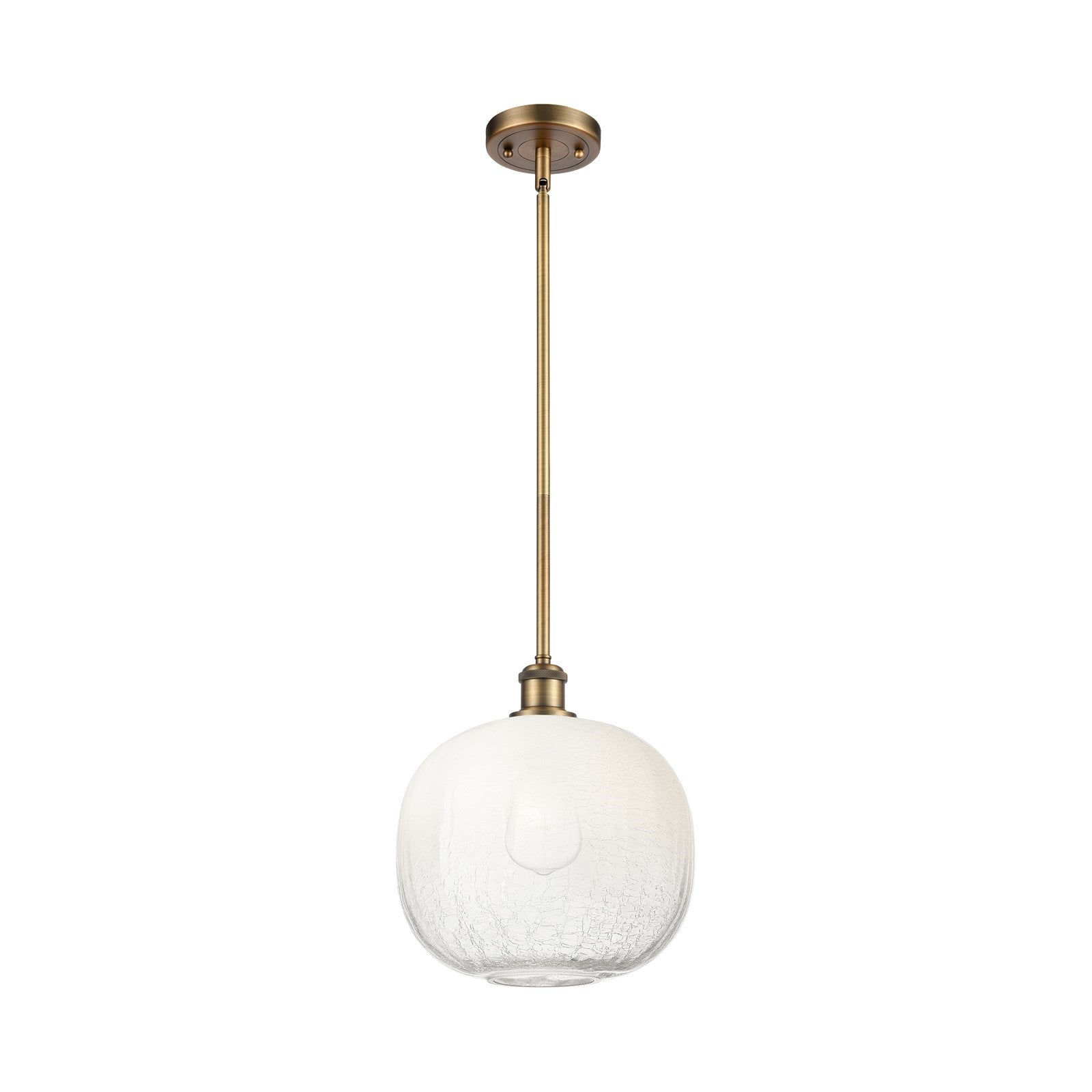 Innovations Brookhaven Sphere 10.5in 1-Light Mini Pendant | Industrial Brushed Brass and Opal Glass | Kitchen Island | Model 516-1S-BB-G481-10OP