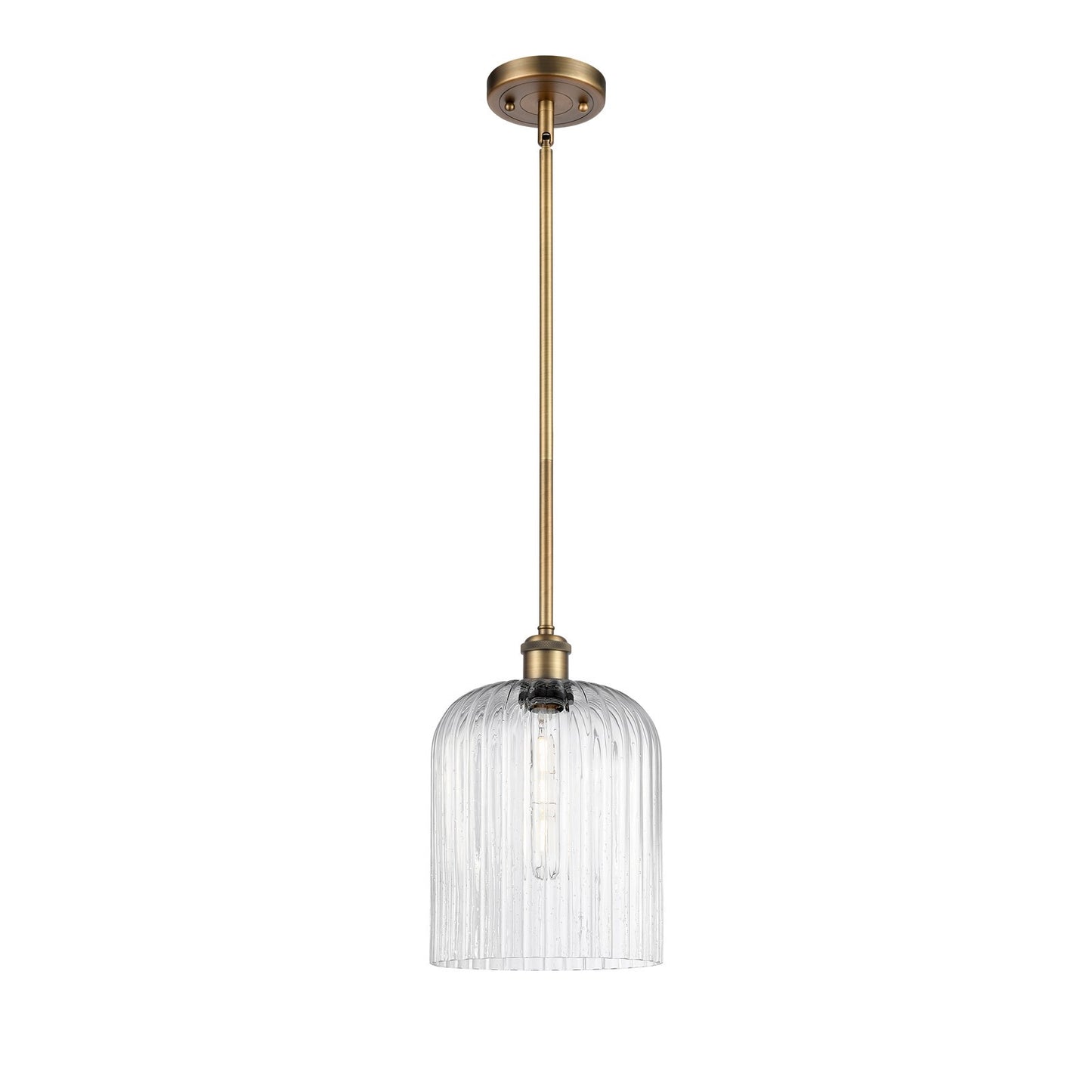 Innovations Bridal Veil 5in 1-Light Mini Pendant | Art Nouveau Brushed Brass and Seedy Glass | Kitchen Island & Dining | Model 516-1S-BB-G559-8SDY