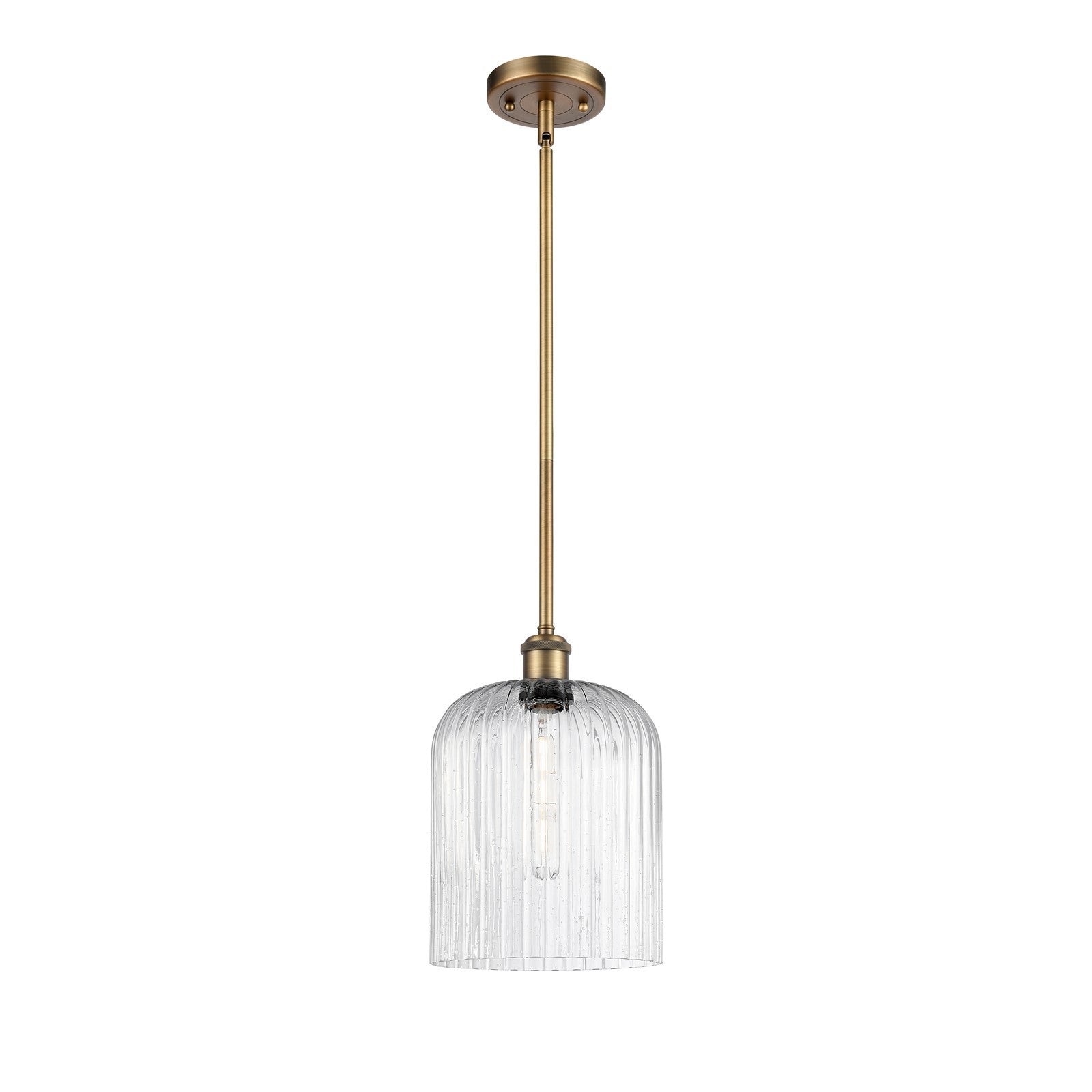 Innovations Bridal Veil 5in 1-Light Mini Pendant | Art Nouveau Brushed Brass and Seedy Glass | Kitchen Island & Dining | Model 516-1S-BB-G559-8SDY