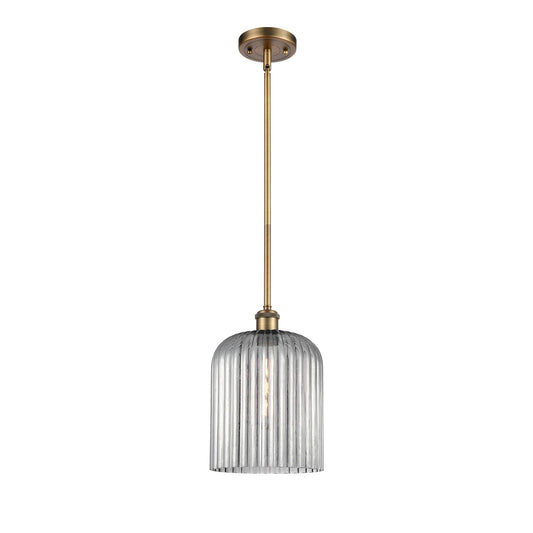 Innovations Bridal Veil 5in 1-Light Mini Pendant | Art Nouveau Brushed Brass and Light Smoke Glass | Kitchen Island | Model 516-1S-BB-G559-8SM