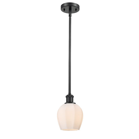 Innovations Ballston Norfolk 1-Light Mini Pendant | Industrial Matte Black Steel and Frosted White Glass | Kitchen Island & | Model 516-1S-BK-G461-6