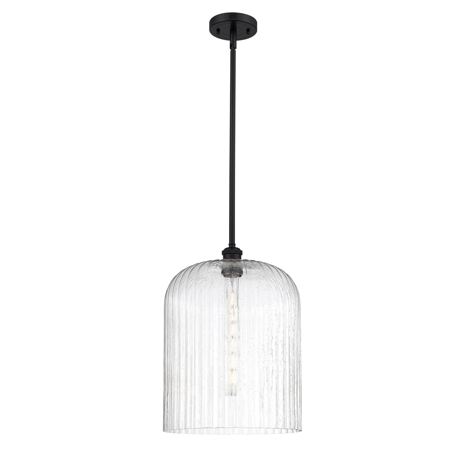 Innovations Bridal Veil 5in 1-Light Mini Pendant | Art Nouveau Matte Black and Seedy Glass | Kitchen Island & Dining | Model 516-1S-BK-G559-12SDY