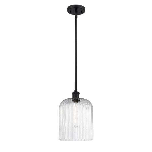 Innovations Bridal Veil 5in 1-Light Mini Pendant | Art Nouveau Matte Black and Seedy Glass | Kitchen Island & Dining Room | Model 516-1S-BK-G559-8SDY