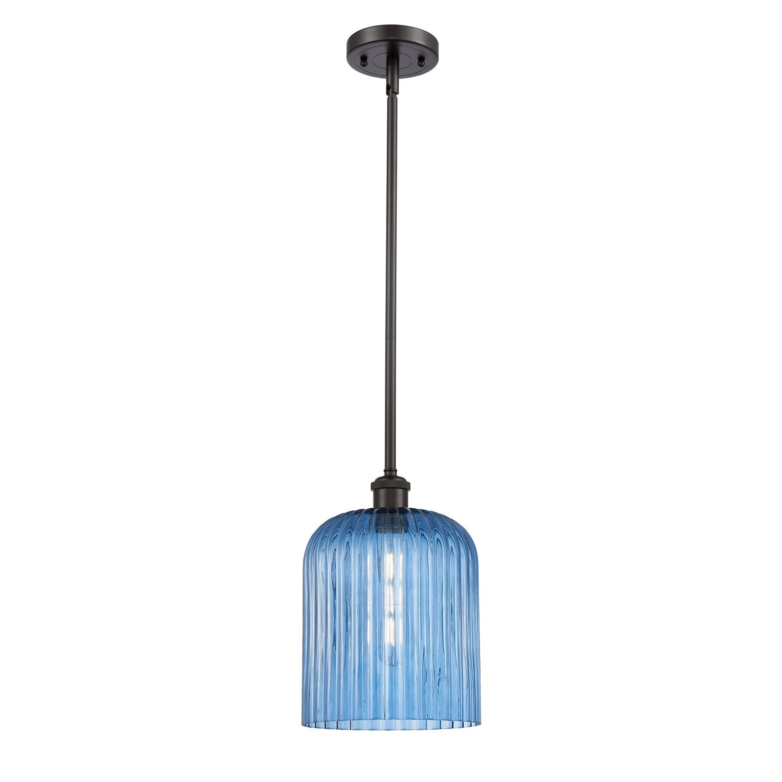Innovations Bridal Veil 5in 1-Light Mini Pendant | Art Nouveau Oil Rubbed Bronze and Princess Blue Glass | Kitchen Island | Model 516-1S-OB-G559-8BL