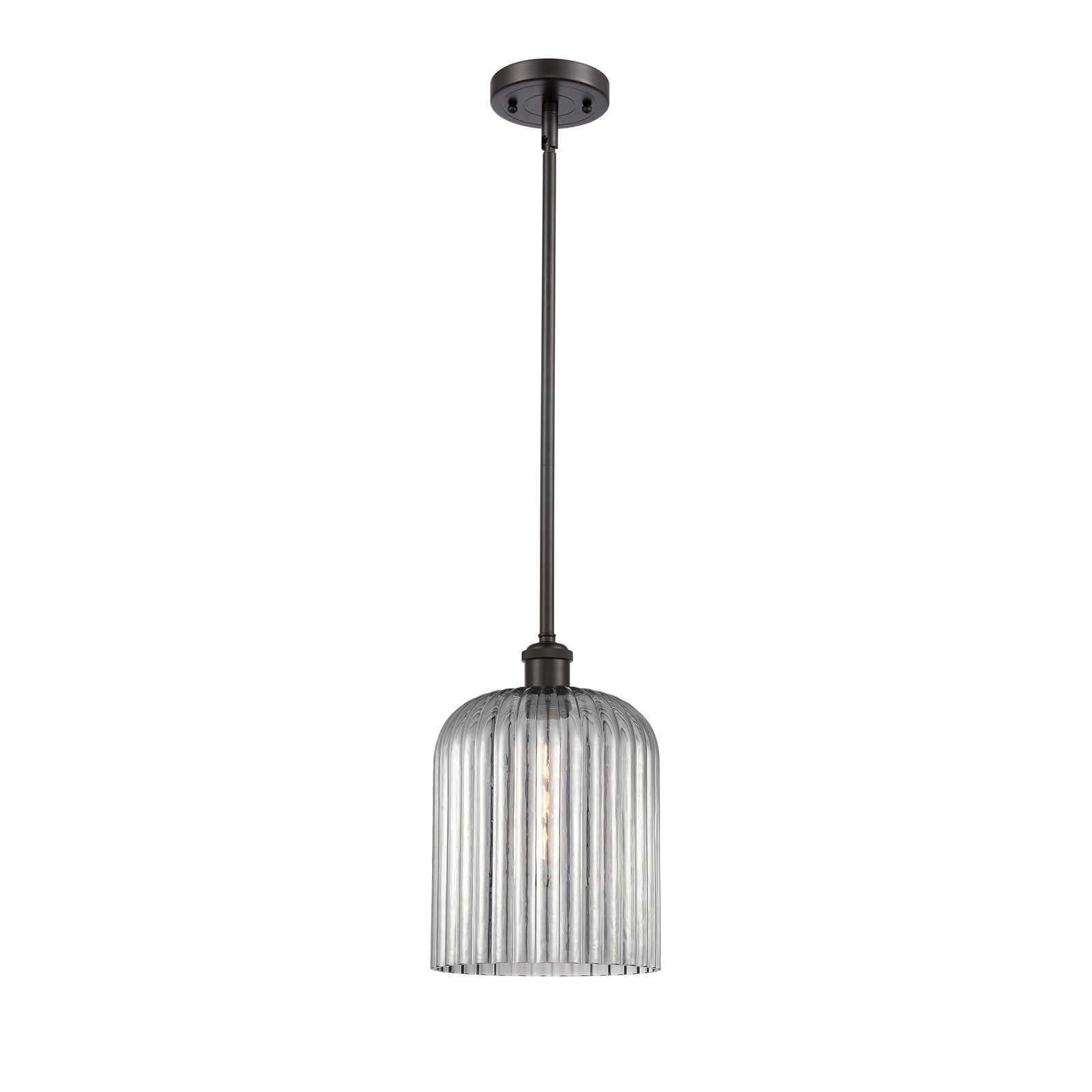 Innovations Bridal Veil 5in 1-Light Mini Pendant | Art Nouveau Oil Rubbed Bronze and Light Smoke Glass | Kitchen Island | Model 516-1S-OB-G559-8SM