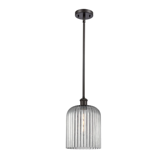 Innovations Bridal Veil 5in 1-Light Mini Pendant | Art Nouveau Oil Rubbed Bronze and Light Smoke Glass | Kitchen Island | Model 516-1S-OB-G559-8SM