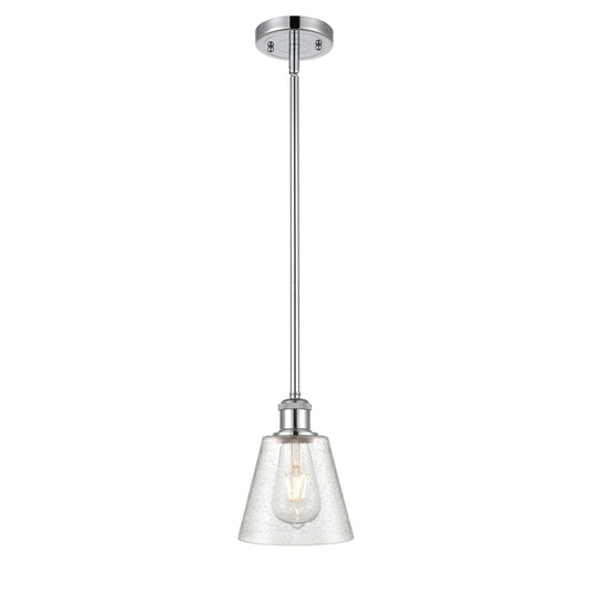 Innovations Caton 6in 1-Light Mini Pendant | Industrial Polished Chrome and Frosted Glass Pyramid Shade | Kitchen Island | Model 516-1S-PC-G454