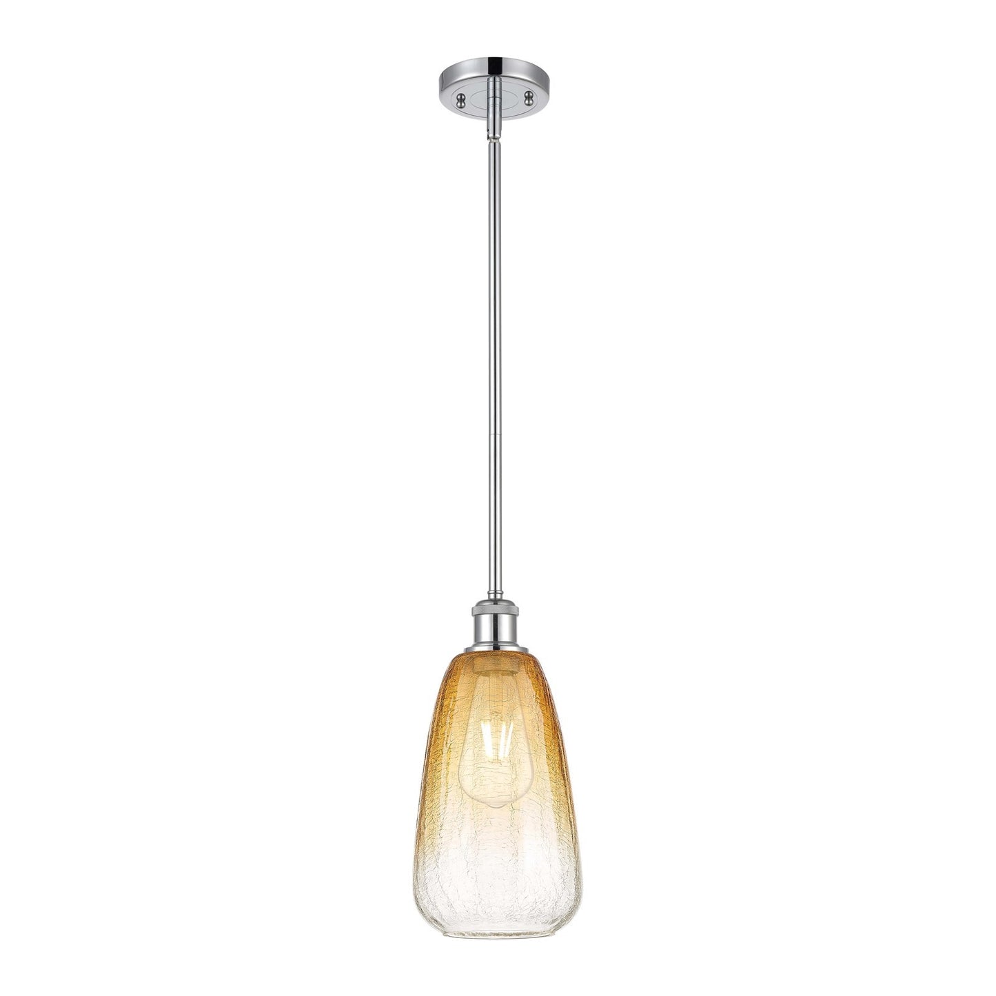 Innovations Brookhaven Almond 6in 1-Light Mini Pendant | Industrial Polished Chrome and Amber Glass Globe Shade | Kitchen | Model 516-1S-PC-G480-6AM