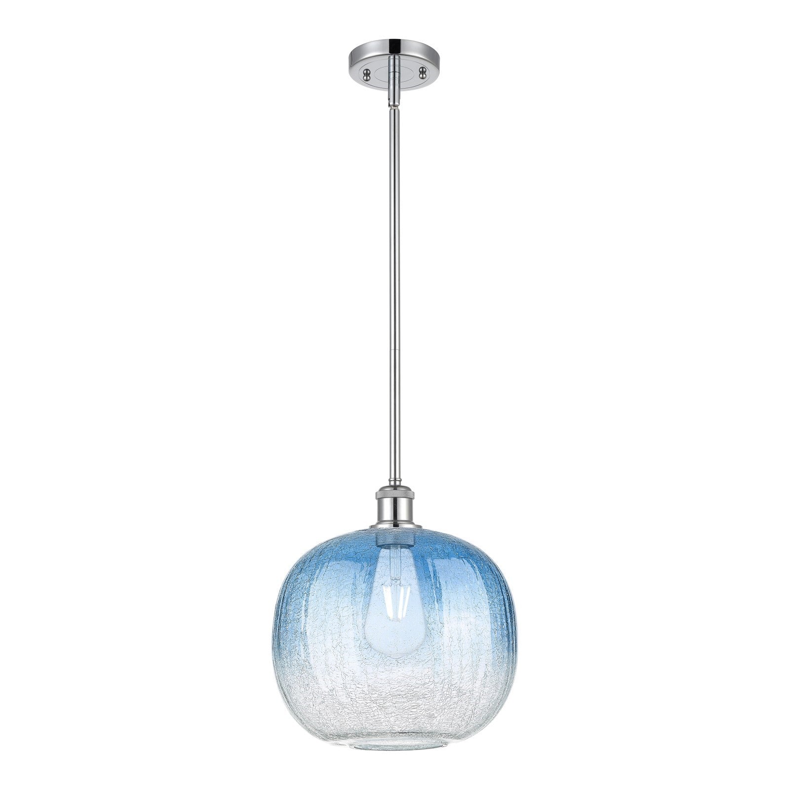 Innovations Brookhaven Sphere 10in 1-Light Mini Pendant | Industrial Polished Chrome and Sapphire Blue Glass | Kitchen | Model 516-1S-PC-G481-10SB
