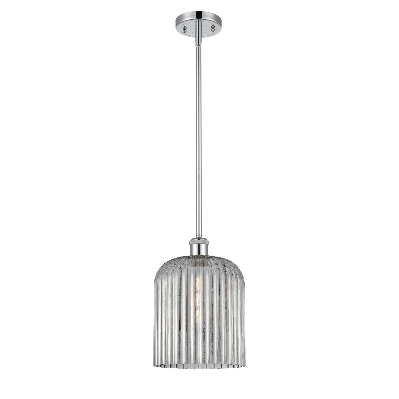 Innovations Bridal Veil 5in 1-Light Mini Pendant | Art Nouveau Polished Chrome and Light Smoke Glass | Kitchen Island | Model 516-1S-PC-G559-8SM