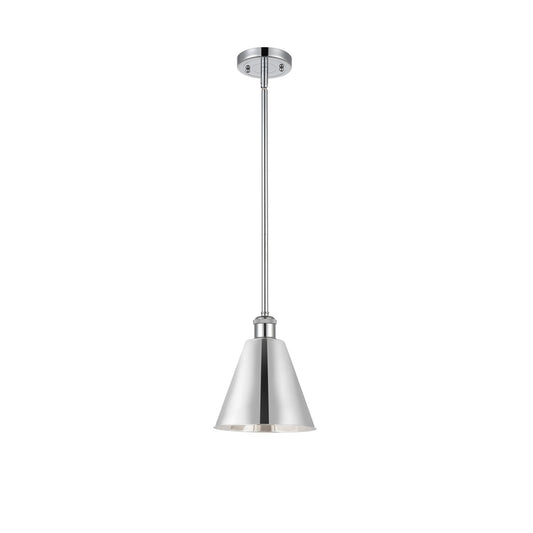 Innovations Berkshire 8in 1-Light LED Pendant | Industrial Polished Chrome and Metal Shade | Kitchen Island & Dining | Model 516-1S-PC-MBC-8-PC-LED