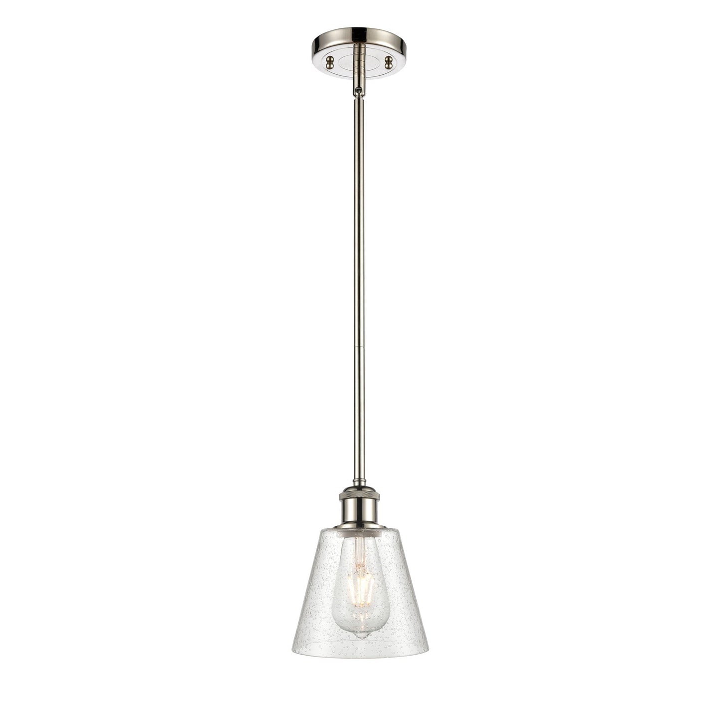 Innovations Caton 6in 1-Light Mini Pendant | Industrial Polished Nickel and Frosted Glass Pyramid | Kitchen Island & Dining | Model 516-1S-PN-G454