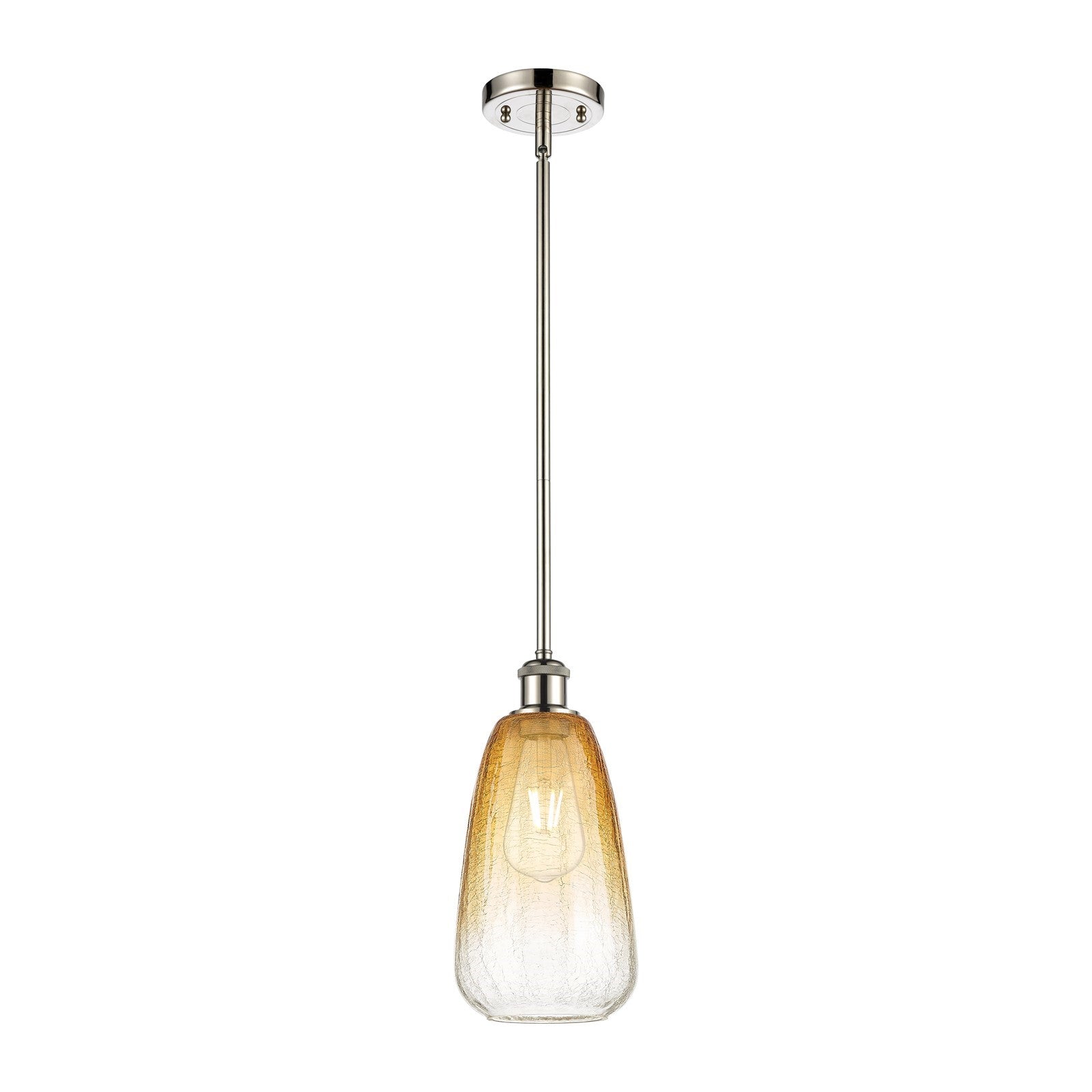 Innovations Brookhaven Almond 6in 1-Light Mini Pendant | Industrial Polished Nickel and Amber Glass Globe | Kitchen Island | Model 516-1S-PN-G480-6AM