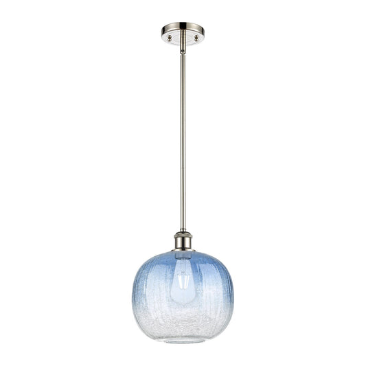 Innovations Brookhaven Sphere 10.5in 1-Light Mini Pendant | Industrial Polished Nickel and Sapphire Blue Glass | Kitchen | Model 516-1S-PN-G481-10SB