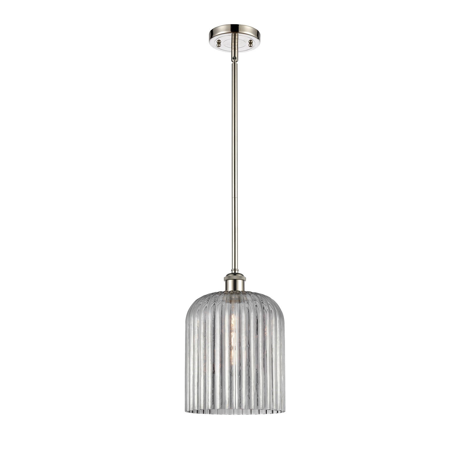 Innovations Bridal Veil 8in 1-Light Mini Pendant | Art Nouveau Polished Nickel and Light Smoke Glass | Kitchen Island | Model 516-1S-PN-G559-8SM
