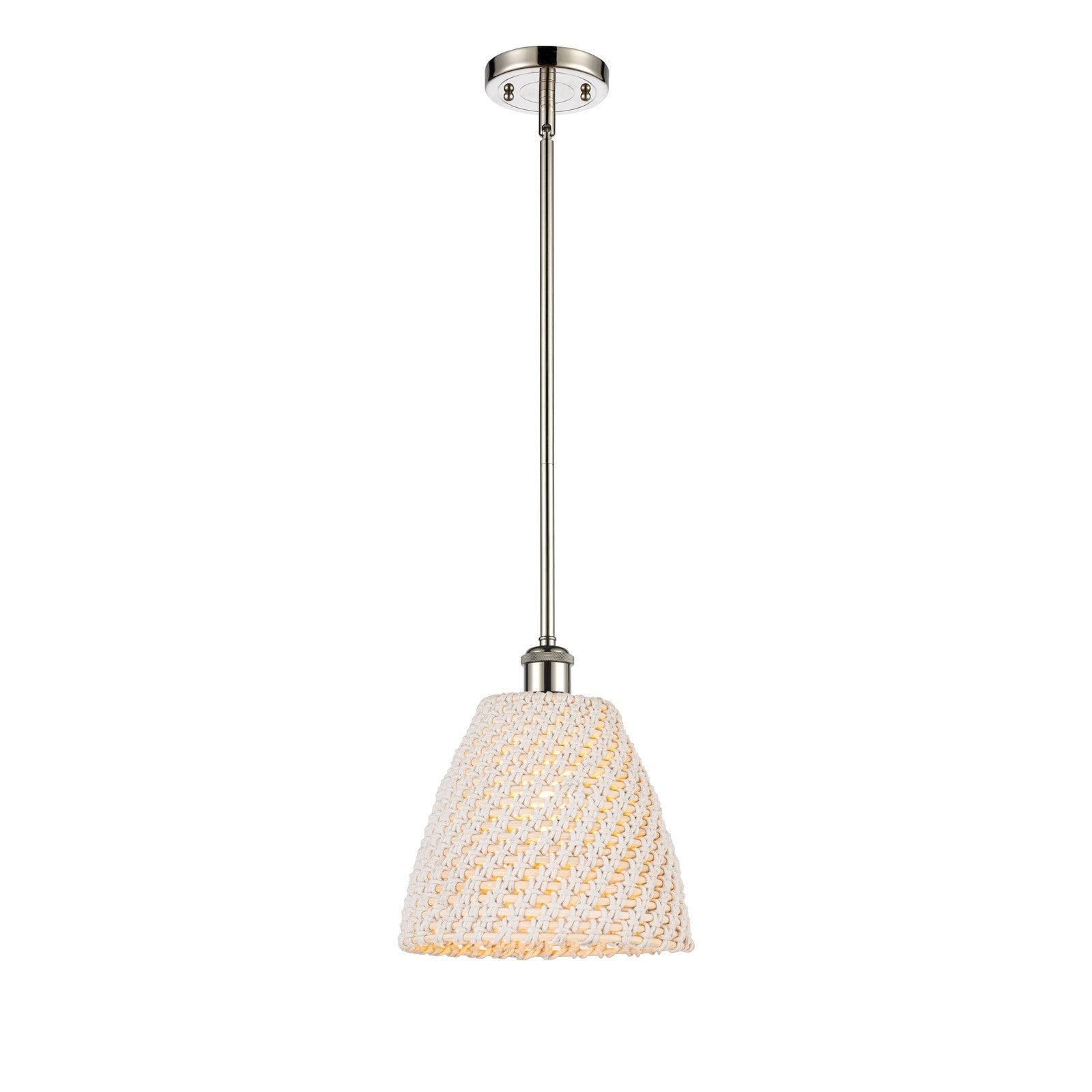 Innovations Bristol Natural 9in 1-Light Mini Pendant | Polished Nickel and Natural Fiber Dome | Kitchen Island & Dining | Model 516-1S-PN-NBD-9-NAT