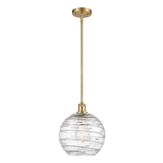 Innovations Athens Deco Swirl 10in 1-Light Mini Pendant | Satin Gold and Clear Glass Globe | Kitchen Island & Dining | Model 516-1S-SG-G1213-10CL
