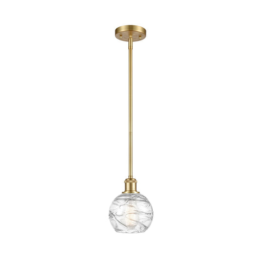 Innovations Athens Deco Swirl 6in 1-Light Mini Pendant | Satin Gold and Clear Deco Swirl Glass | Kitchen Island & Dining | Model 516-1S-SG-G1213-6CL