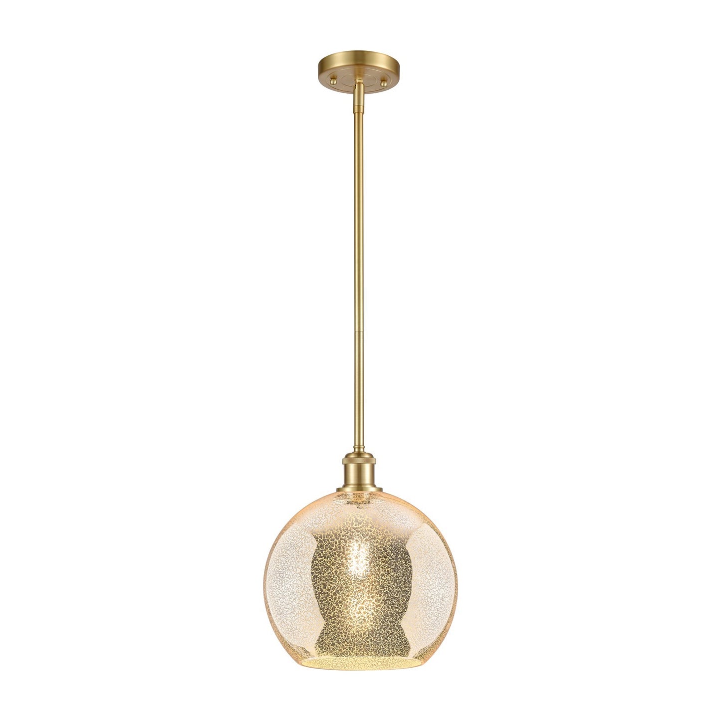 Innovations Athens 10in 1-Light Mini Pendant | Industrial Satin Gold and Mercury Glass | Kitchen Island & Dining Room | Model 516-1S-SG-G128-10