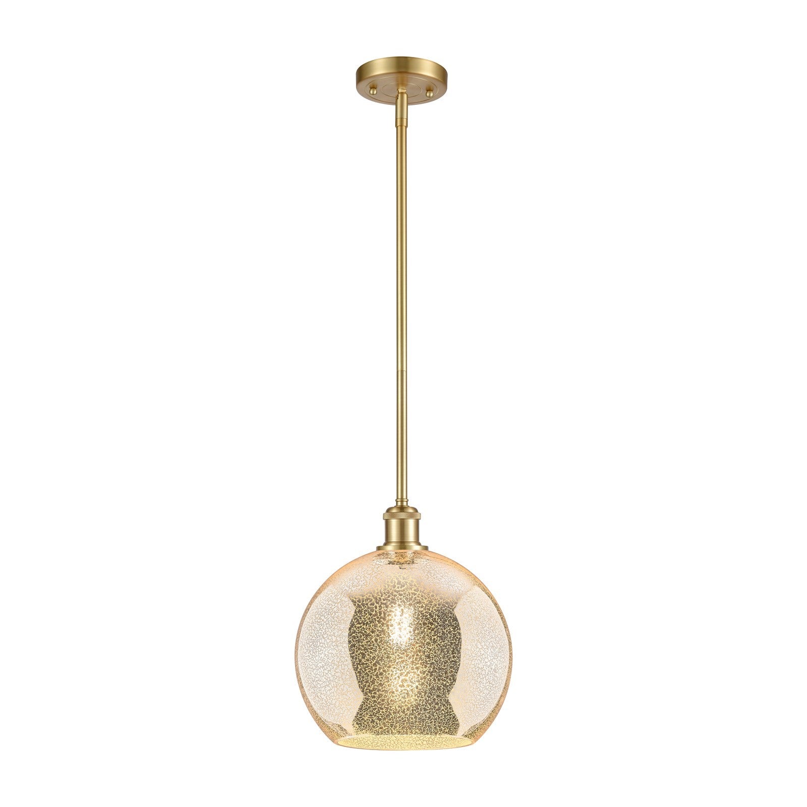 Innovations Athens 10in 1-Light Mini Pendant | Industrial Satin Gold and Mercury Glass | Kitchen Island & Dining Room | Model 516-1S-SG-G128-10
