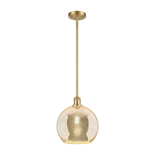 Innovations Athens 10in 1-Light Mini Pendant | Industrial Satin Gold and Mercury Glass | Kitchen Island & Dining Room | Model 516-1S-SG-G128-10