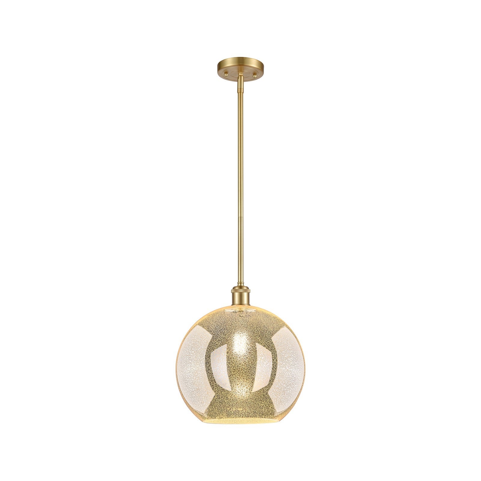 Innovations Athens 12in 1-Light Mini Pendant | Industrial Satin Gold and Mercury Glass | Kitchen Island & Dining Room | Model 516-1S-SG-G128-12