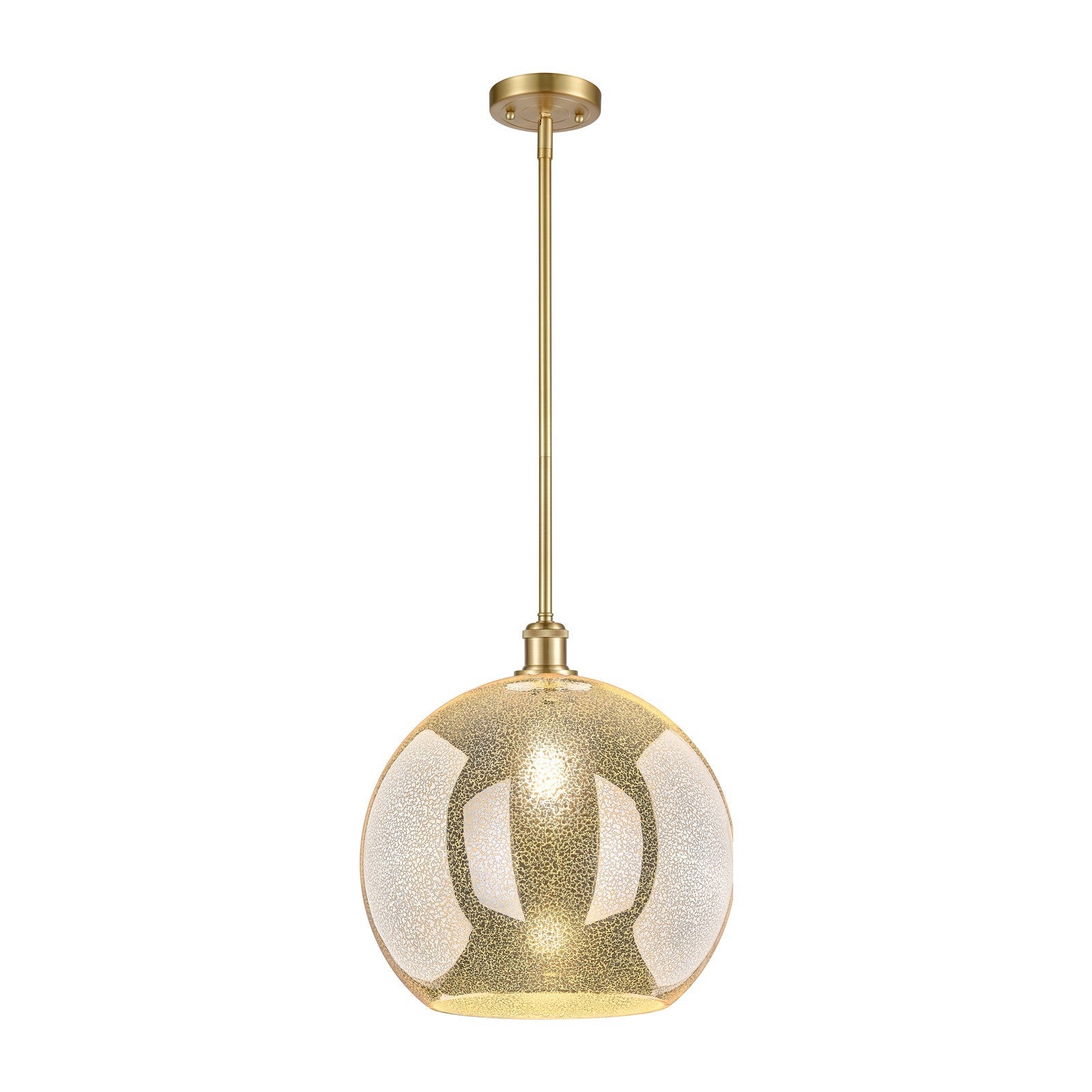 Innovations Athens 14in 1-Light Pendant | Industrial Satin Gold and Mercury Glass | Kitchen Island & Dining Room | Model 516-1S-SG-G128-14
