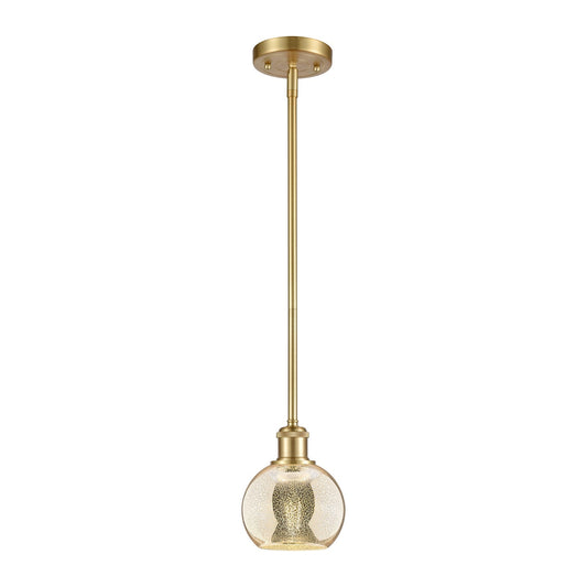 Innovations Athens 6in 1-Light Mini Pendant | Industrial Satin Gold and Mercury Glass | Kitchen Island & Dining Room | Model 516-1S-SG-G128-6