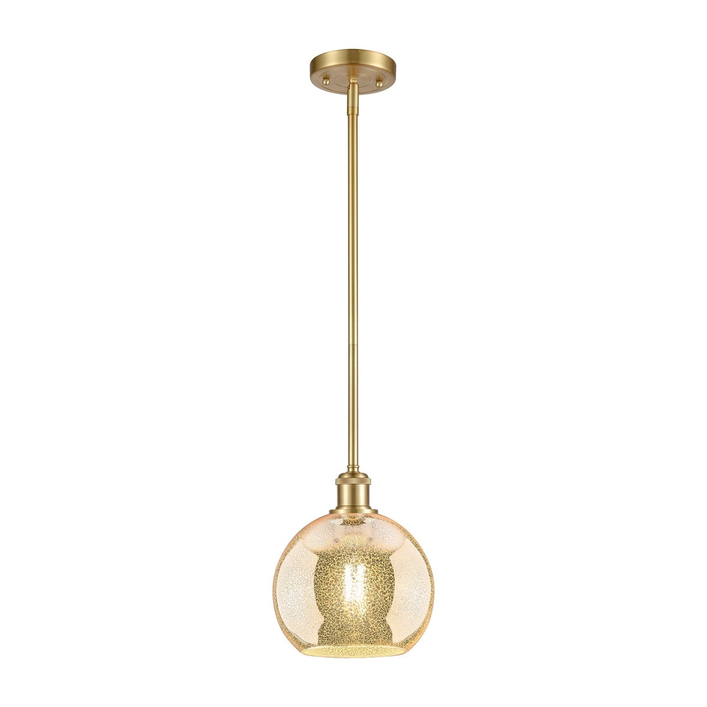 Innovations Athens 8in 1-Light Mini Pendant | Industrial Satin Gold and Mercury Glass | Kitchen Island & Dining Room | Model 516-1S-SG-G128-8