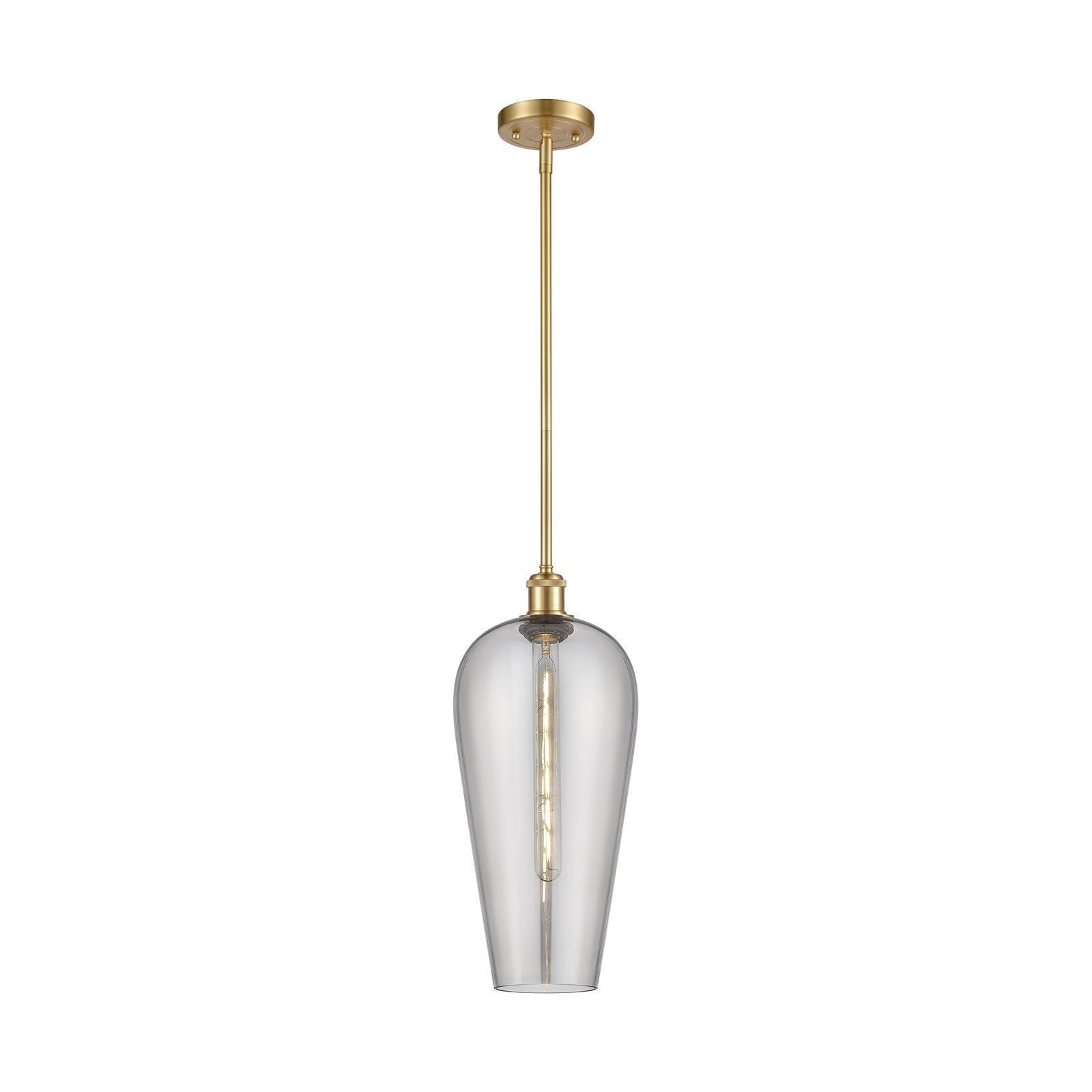 Innovations Chelsea 8in 1-Light Mini Pendant | Industrial Satin Gold and Light Smoke Glass | Kitchen Island & Dining Room | Model 516-1S-SG-G456-8SM