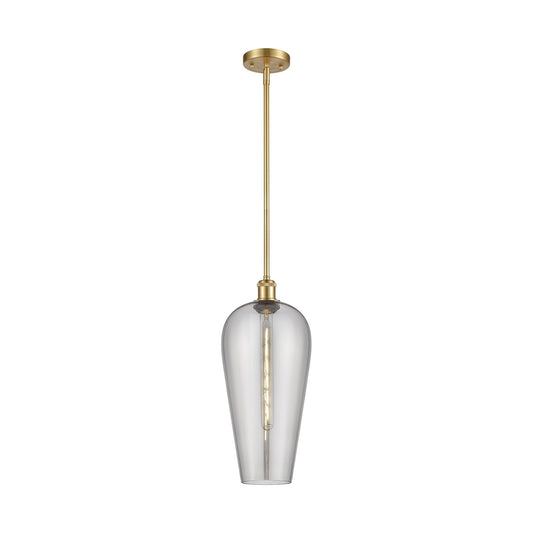 Innovations Chelsea 8in 1-Light Mini Pendant | Industrial Satin Gold and Light Smoke Glass | Kitchen Island & Dining Room | Model 516-1S-SG-G456-8SM