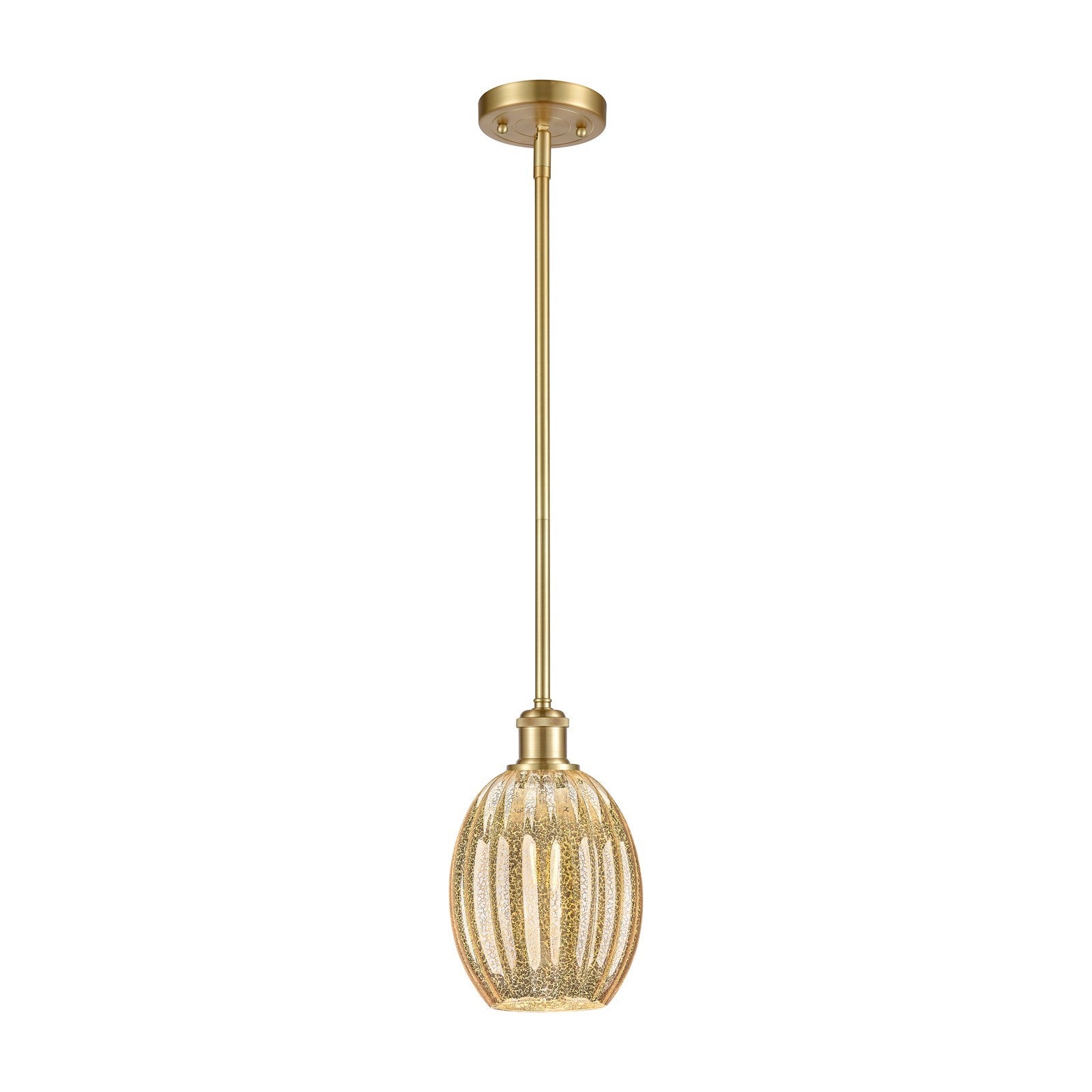Innovations Preston Bulb 6in 1-Light Mini Pendant | Industrial Satin Gold and Mercury Glass | Kitchen Island & Dining Room | Model 516-1S-SG-G459-6ME
