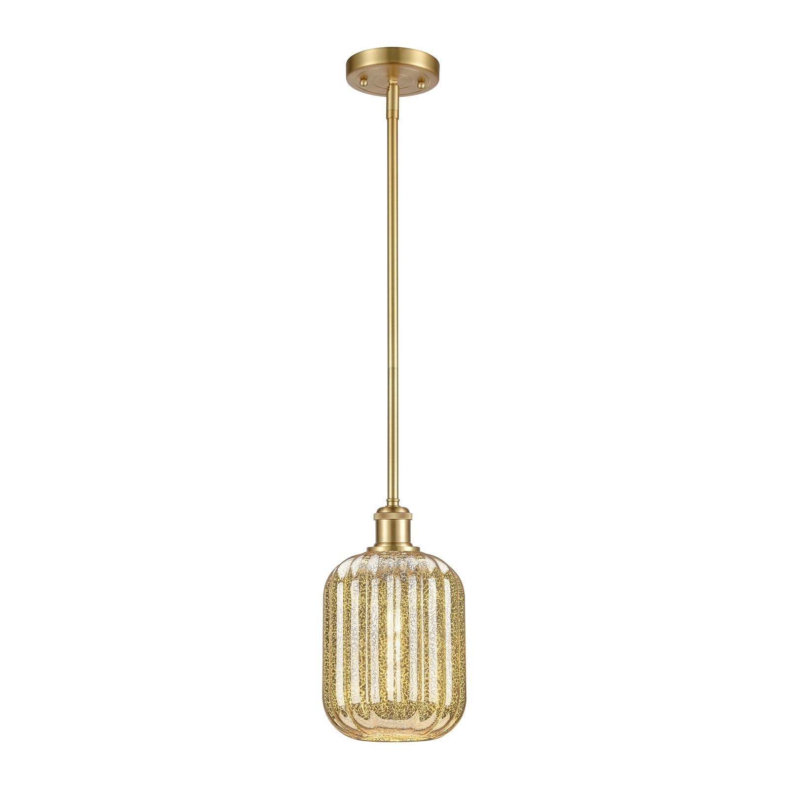Innovations Preston Cylinder 7in 1-Light Mini Pendant | Industrial Satin Gold and Mercury Glass | Kitchen Island & Dining | Model 516-1S-SG-G460-7ME