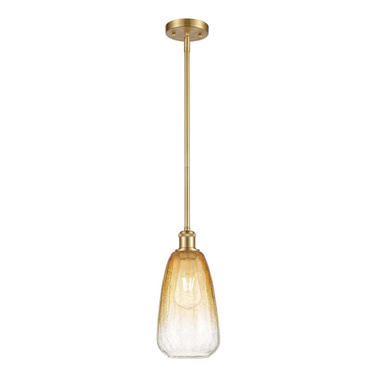 Innovations Brookhaven Almond 6in 1-Light Mini Pendant | Industrial Satin Gold and Amber Glass | Kitchen Island & Dining | Model 516-1S-SG-G480-6AM