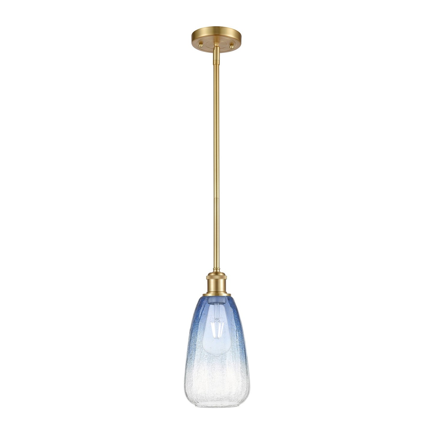 Innovations Brookhaven Almond 6in 1-Light Mini Pendant | Industrial Satin Gold and Sapphire Blue Glass | Kitchen Island | Model 516-1S-SG-G480-6SB
