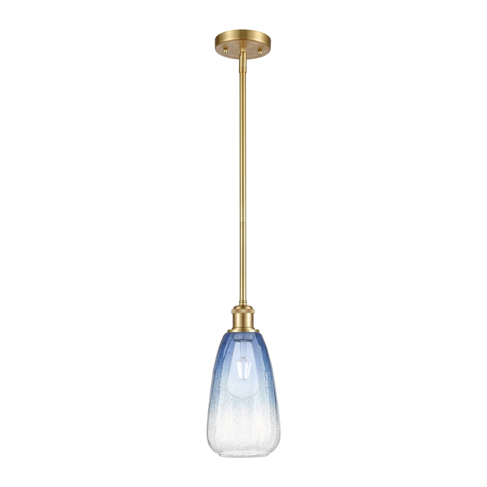 Innovations Brookhaven Almond 6in 1-Light Mini Pendant | Industrial Satin Gold and Sapphire Blue Glass | Kitchen Island | Model 516-1S-SG-G480-6SB