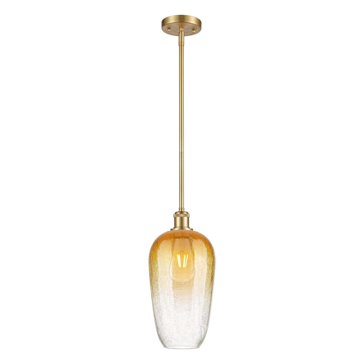 Innovations Brookhaven Flute 7in 1-Light Mini Pendant | Industrial Satin Gold and Amber Glass | Kitchen Island & Dining | Model 516-1S-SG-G484-7AM