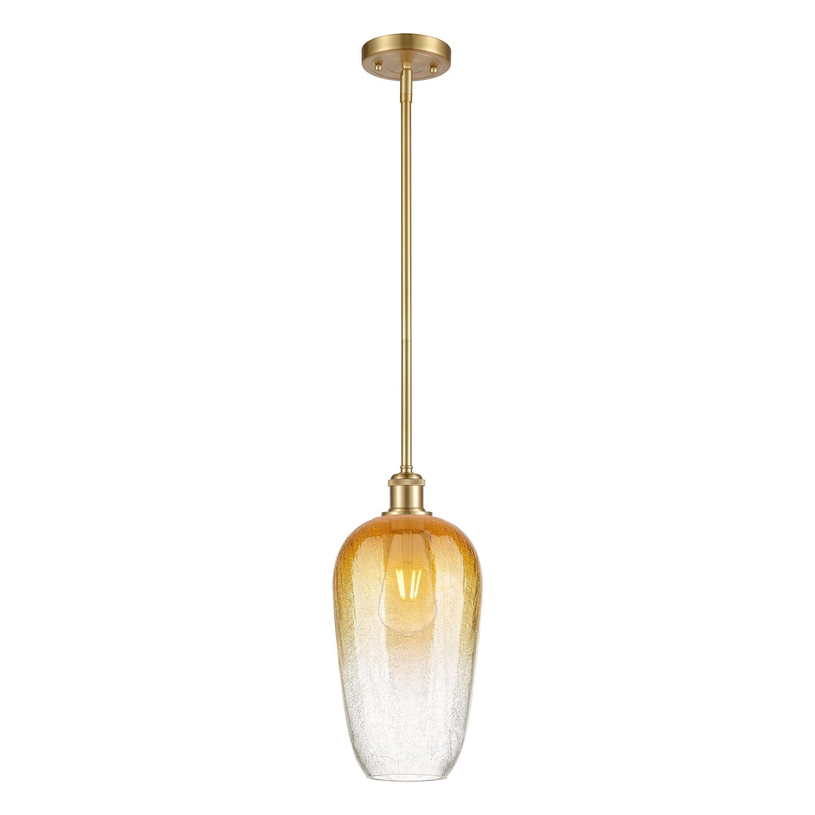 Innovations Brookhaven Flute 7in 1-Light Mini Pendant | Industrial Satin Gold and Amber Glass | Kitchen Island & Dining | Model 516-1S-SG-G484-7AM