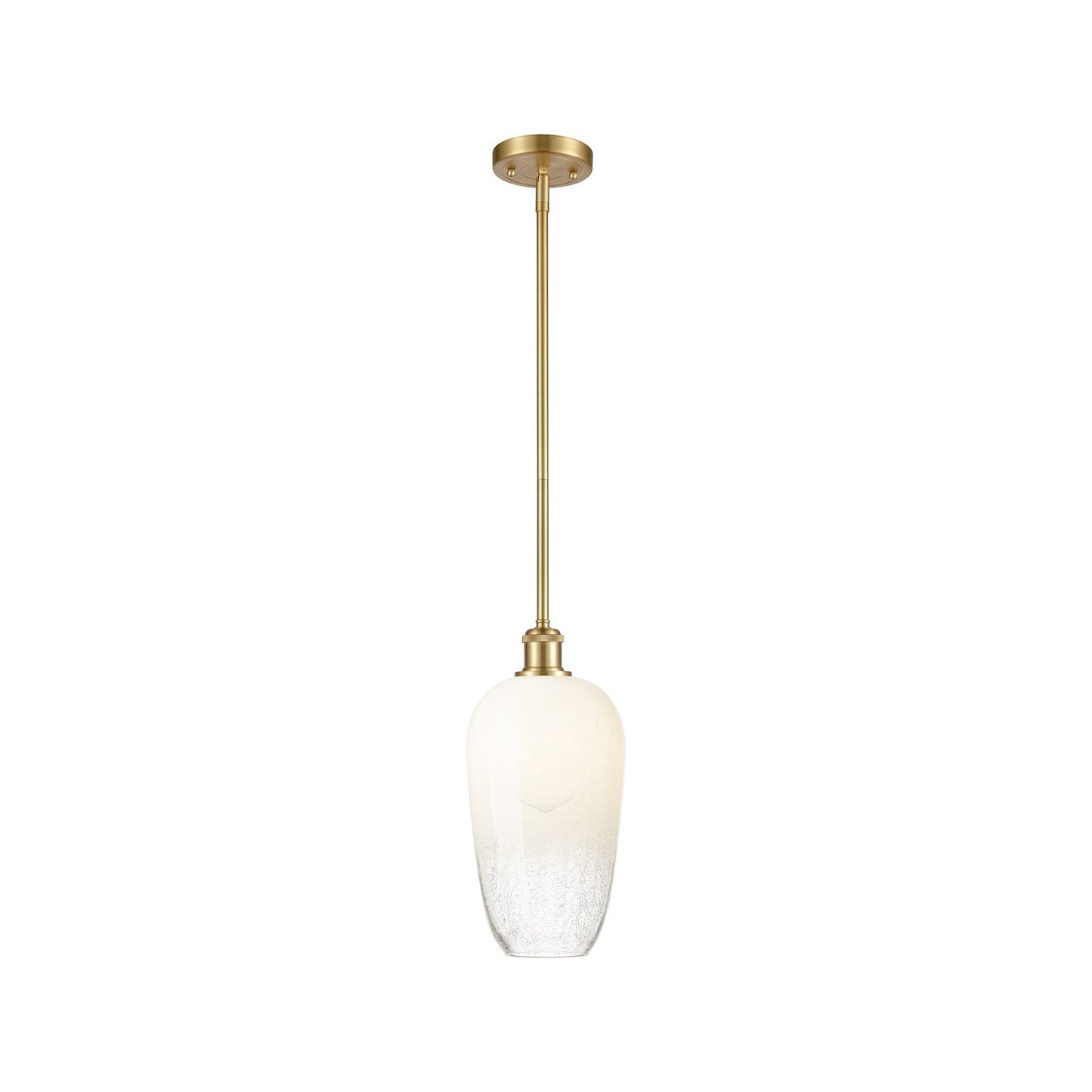 Innovations Brookhaven Flute 7in 1-Light Mini Pendant | Industrial Satin Gold and Opal Glass | Kitchen Island & Dining | Model 516-1S-SG-G484-7OP