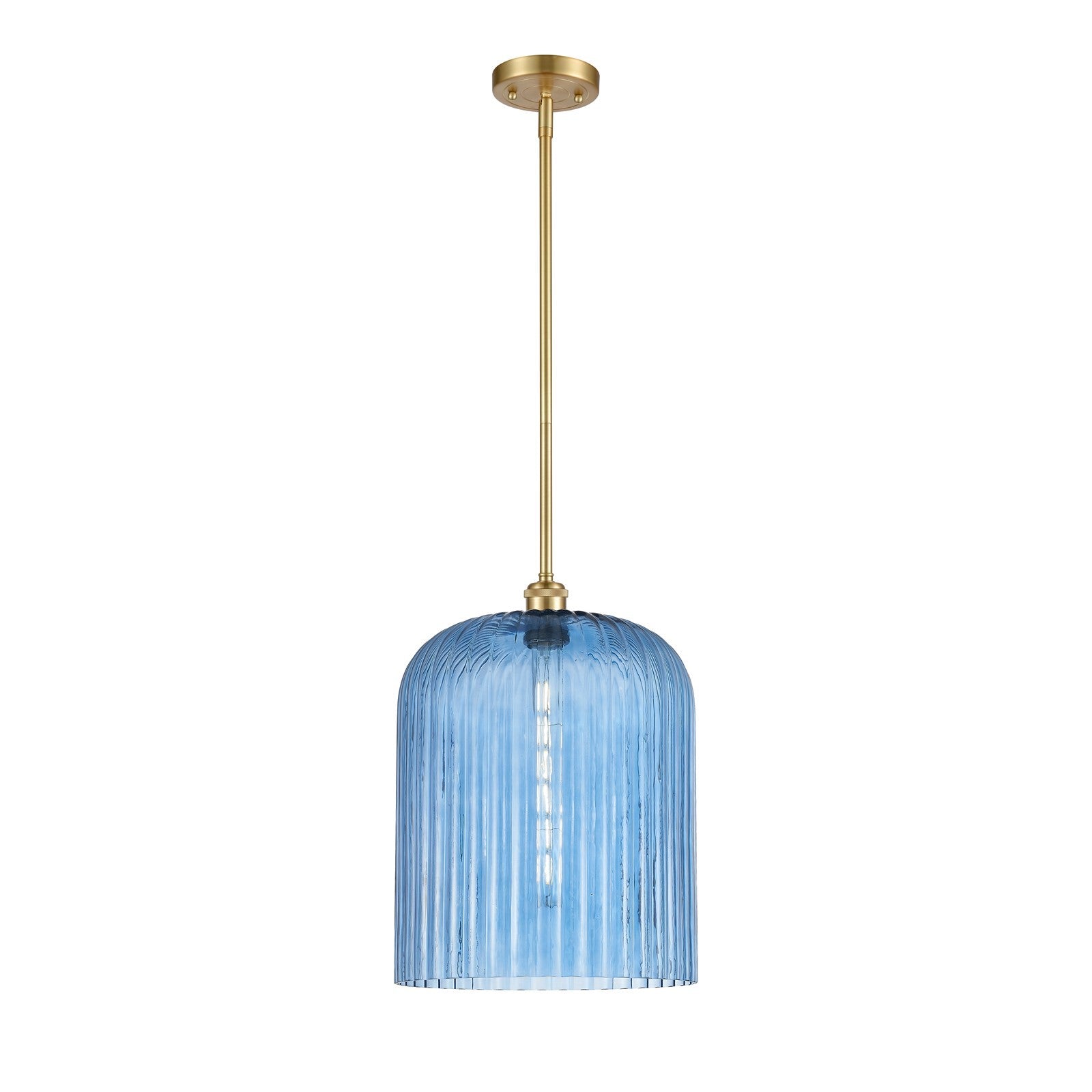 Innovations Bridal Veil 5in 1-Light Mini Pendant | Art Nouveau Satin Gold and Princess Blue Glass | Kitchen Island | Model 516-1S-SG-G559-12BL