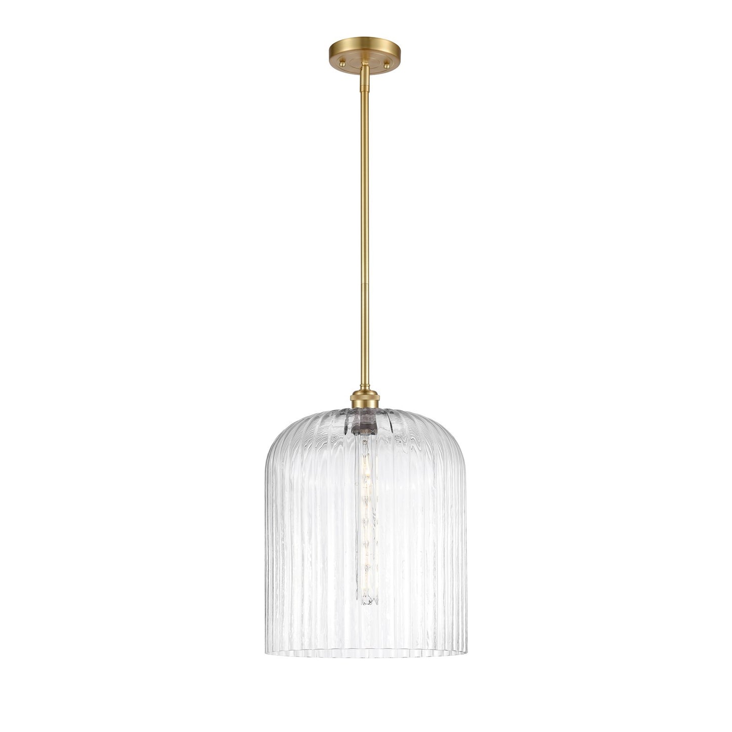 Innovations Bridal Veil 5in 1-Light Mini Pendant | Art Nouveau Satin Gold and Clear Glass | Kitchen Island & Dining Room | Model 516-1S-SG-G559-12CL