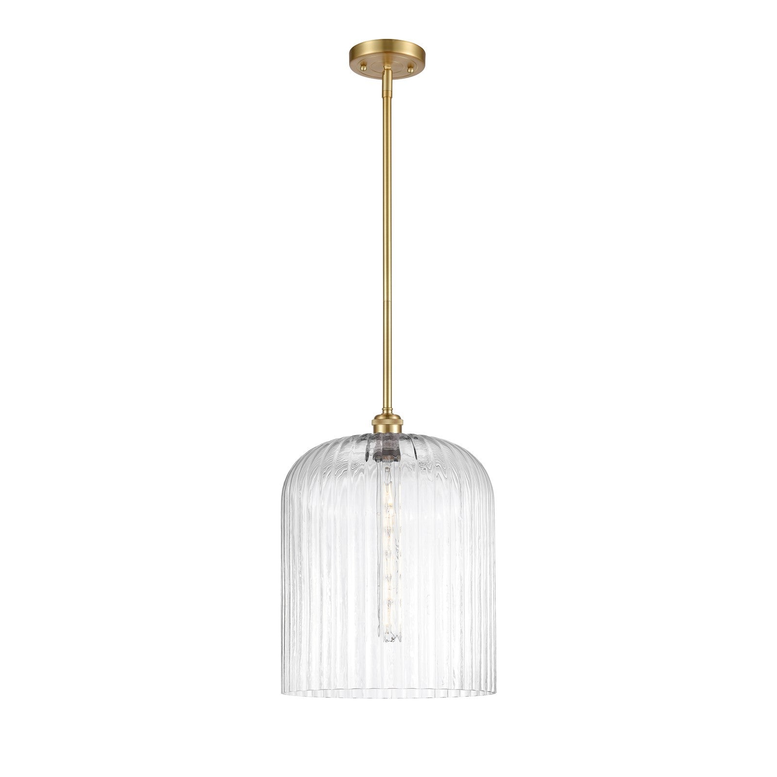 Innovations Bridal Veil 5in 1-Light Mini Pendant | Art Nouveau Satin Gold and Clear Glass | Kitchen Island & Dining Room | Model 516-1S-SG-G559-12CL